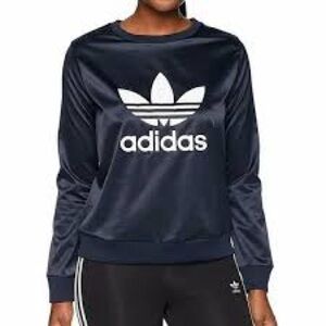 Adidas Originals Women's Trefoil Satin Crewneck Sweatshirt,Medium